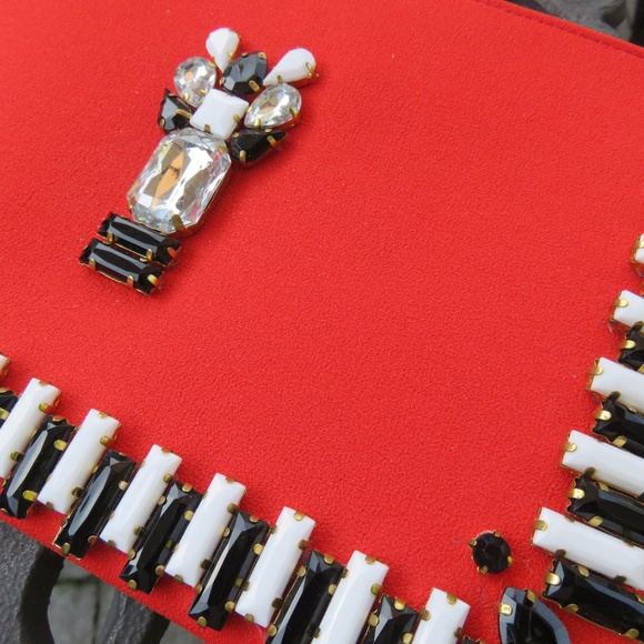 Shiraleah Rafaella Red Jewelled Zip Pouch Bag - Picture 3 of 8